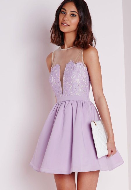 Лавандовое платье короткое