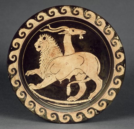 Вазопись древней греции лев