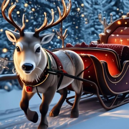 Новогодний олень с санями