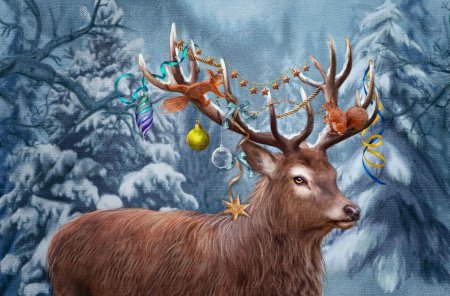 Новогодние рисунки олень
