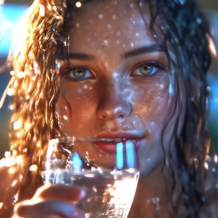 Девушка пьет воду