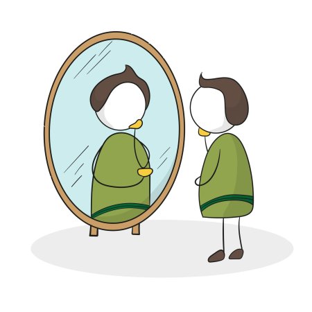 Человек смотрит в зеркало рисунок