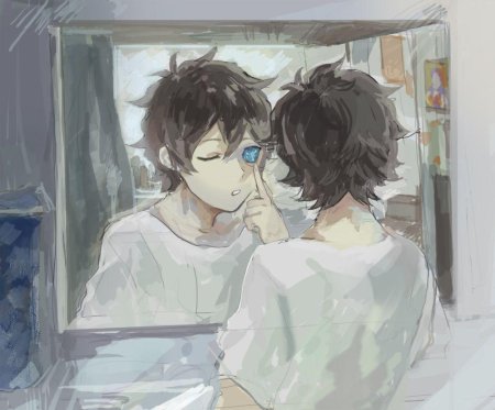 Аниме отражение в зеркале