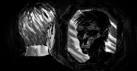 Человек и зеркало арт