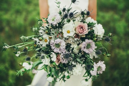 Свадебный букет с чертополохом