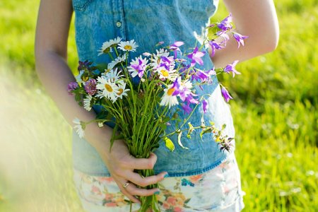 Девушка с полевыми цветами