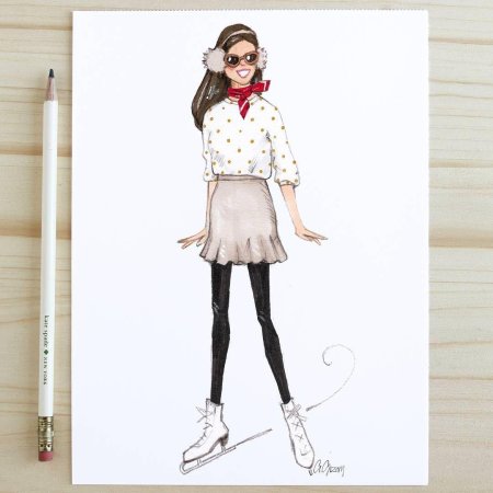 Скетчинг девушка мода