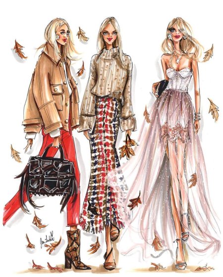 Эскизы модной одежды