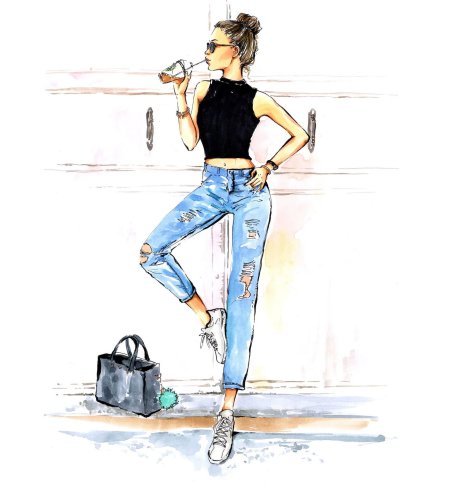 Стильная девушка рисунок