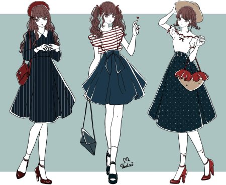 Девочки аниме в модной одежде