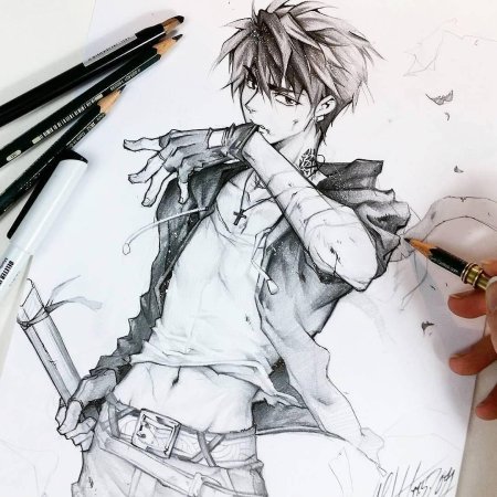 Аниме рисунки карандашом парни