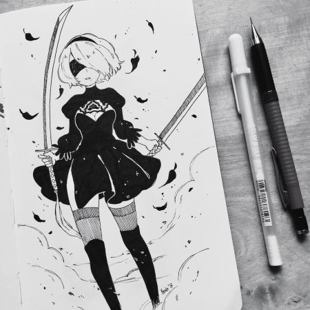Рисунки черной ручкой аниме