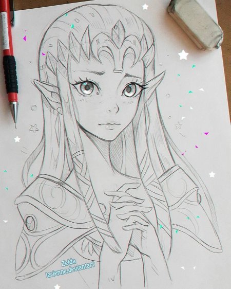 Аниме эльф карандашом