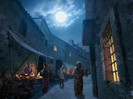 Фэнтезийный средневековый город арт