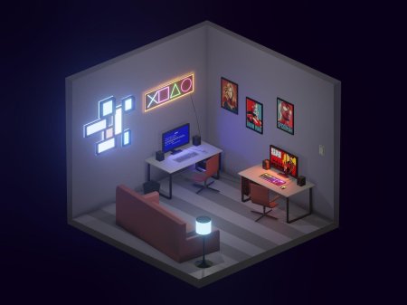 D isometric room гейминг