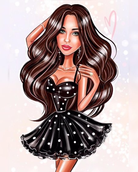 Стильная девушка шарж