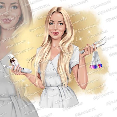 Шарж маникюр блондинка
