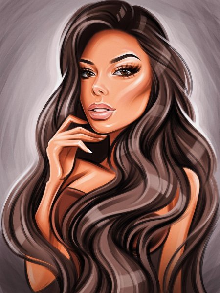 Мультяшная брюнетка