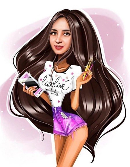 Карикатура девушки брюнетки