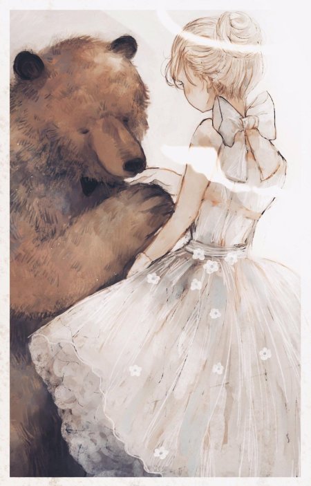 Девочка и медведь арт