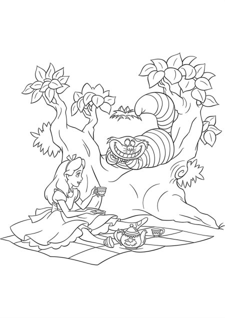 Раскраска алиса в стране чудес