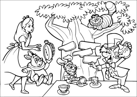 Раскраска алиса в стране чудес