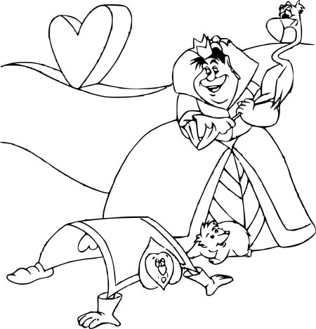 Раскраска алиса в стране чудес королева