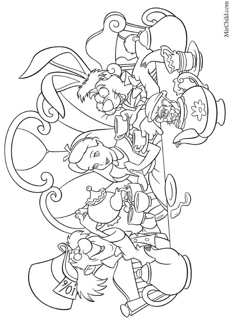 Раскраска алиса в стране чудес