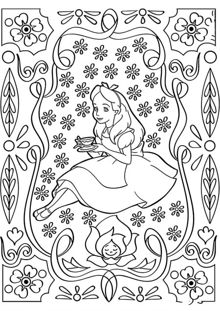 Алиса в стране чудес раскраска