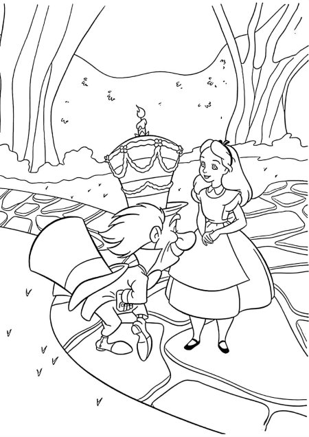 Раскраска алиса в стране чудес
