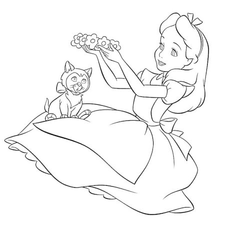 Раскраски для девочек дисней алиса в стране чудес