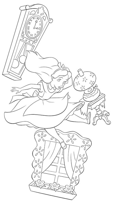 Алиса в стране чудес дисней раскраска