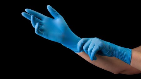 Перчатки нитриловые голубые размер m