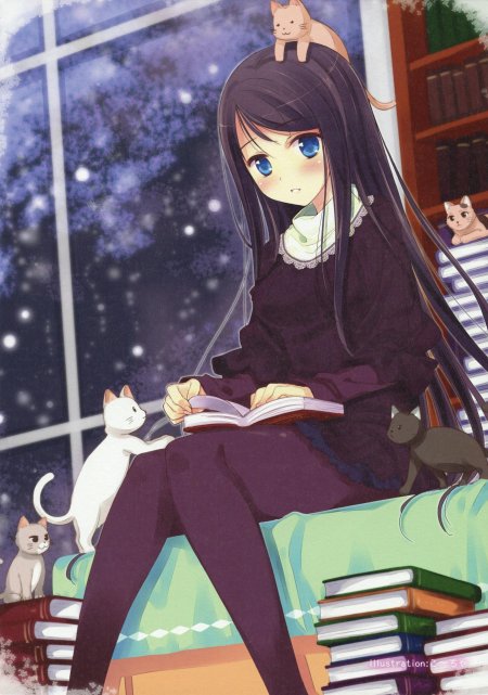 Аниме девушка с книгой