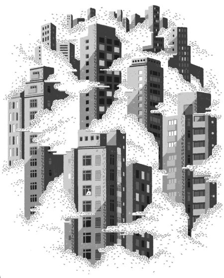 Многоэтажные дома рисунок