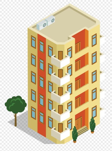 Многоэтажный дом на прозрачном фоне