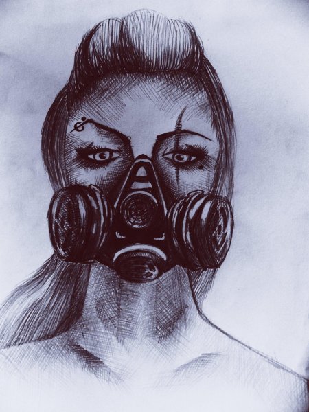 Противогаз рисунок карандашом