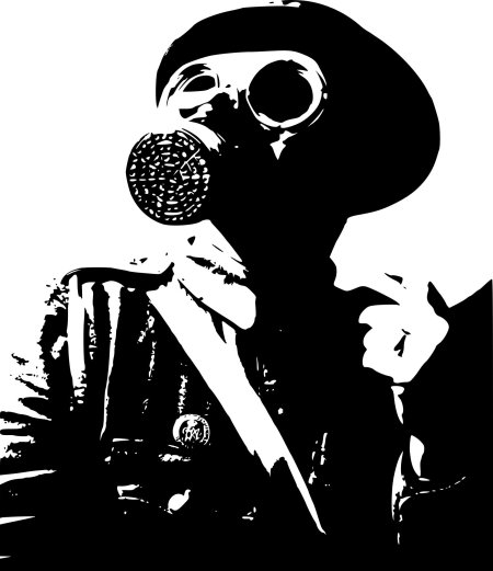 Немецкий солдат в противогазе мировая