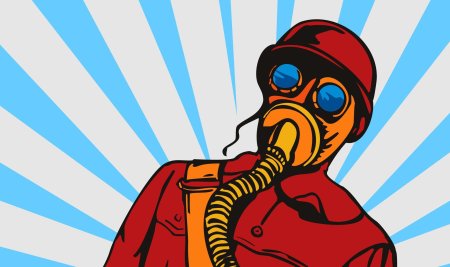 Человек с противогазом