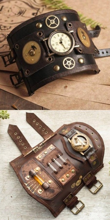Кожаный браслет стимпанк