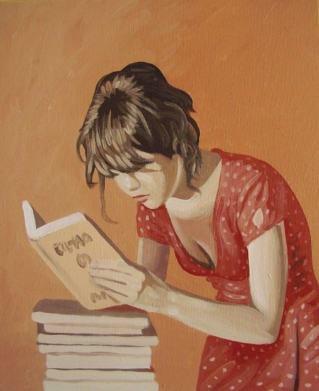 Картина девушка с книгой