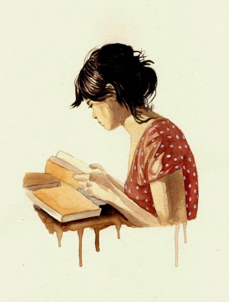 Картина девушка с книгой