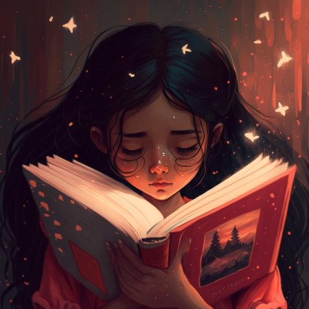 Девушка читает книги