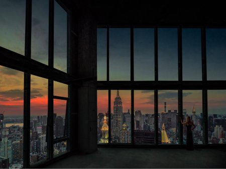 Вид ночного города из окна