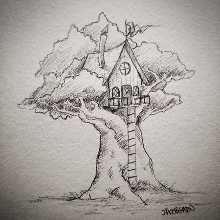 Дом на дереве рисунок