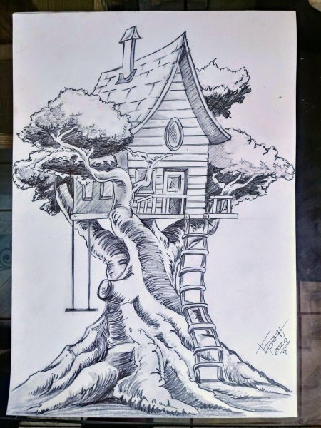 Домик для срисовки карандашом