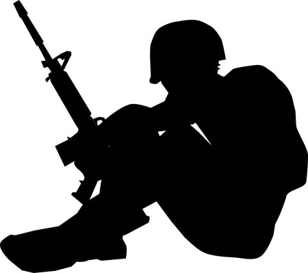 Силуэт солдата с автоматом
