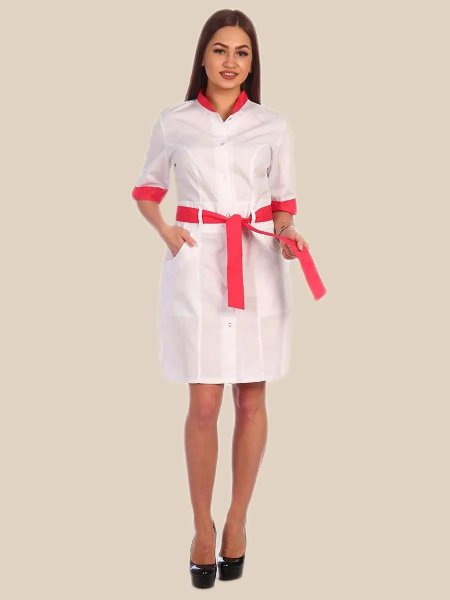 Халат медтекс медицинский белый/светло-серый