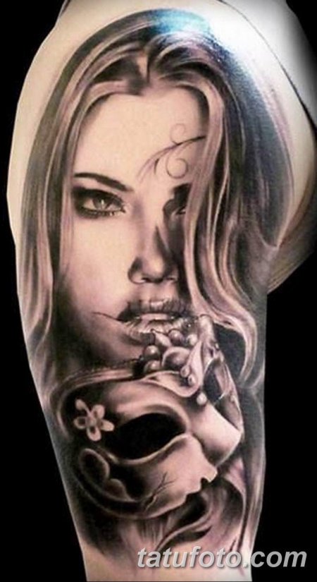 Тату девушка с маской