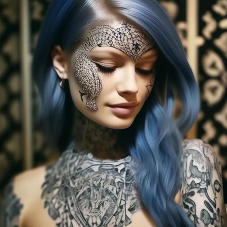 Девушка с тату на лице